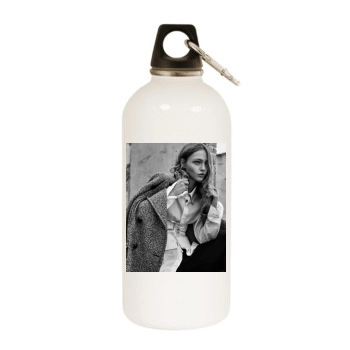 Sasha Pivovarova White Water Bottle With Carabiner