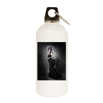 Sasha Pivovarova White Water Bottle With Carabiner