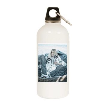 Sasha Pivovarova White Water Bottle With Carabiner