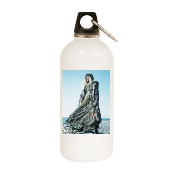 Sasha Pivovarova White Water Bottle With Carabiner