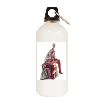 Sasha Pivovarova White Water Bottle With Carabiner