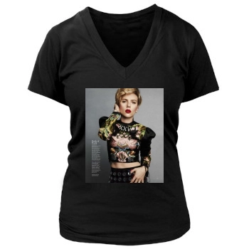 Scarlett Johansson Women's Deep V-Neck TShirt