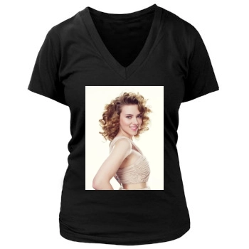 Scarlett Johansson Women's Deep V-Neck TShirt