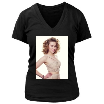 Scarlett Johansson Women's Deep V-Neck TShirt