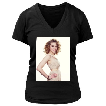 Scarlett Johansson Women's Deep V-Neck TShirt