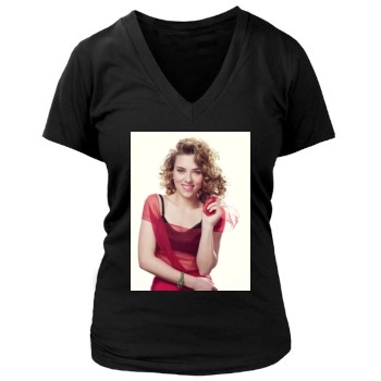 Scarlett Johansson Women's Deep V-Neck TShirt