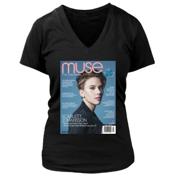 Scarlett Johansson Women's Deep V-Neck TShirt