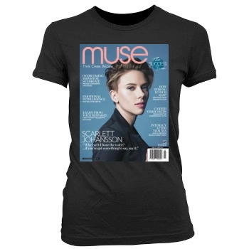 Scarlett Johansson Women's Junior Cut Crewneck T-Shirt