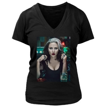 Scarlett Johansson Women's Deep V-Neck TShirt