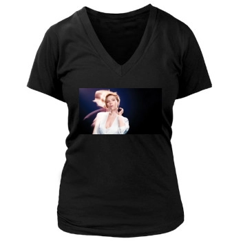 Scarlett Johansson Women's Deep V-Neck TShirt