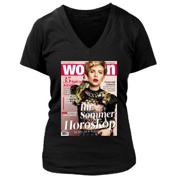 Scarlett Johansson Women's Deep V-Neck TShirt