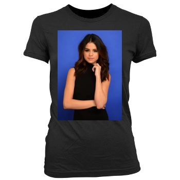 Selena Gomez Women's Junior Cut Crewneck T-Shirt