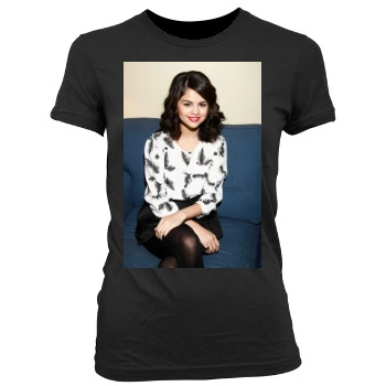 Selena Gomez Women's Junior Cut Crewneck T-Shirt