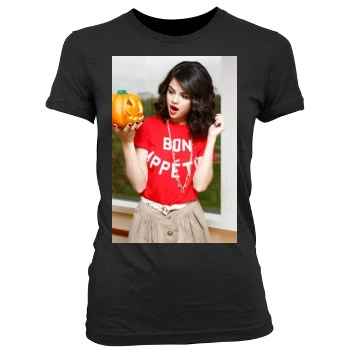 Selena Gomez Women's Junior Cut Crewneck T-Shirt