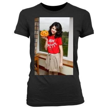 Selena Gomez Women's Junior Cut Crewneck T-Shirt