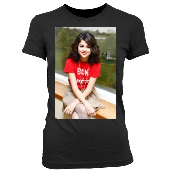 Selena Gomez Women's Junior Cut Crewneck T-Shirt