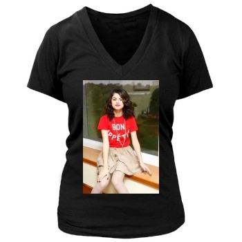 Selena Gomez Women's Deep V-Neck TShirt