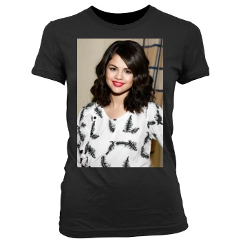 Selena Gomez Women's Junior Cut Crewneck T-Shirt