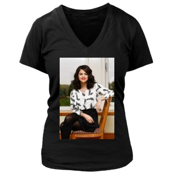 Selena Gomez Women's Deep V-Neck TShirt