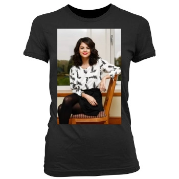 Selena Gomez Women's Junior Cut Crewneck T-Shirt