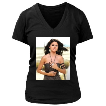 Selena Gomez Women's Deep V-Neck TShirt