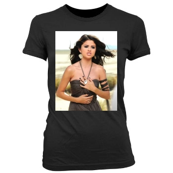 Selena Gomez Women's Junior Cut Crewneck T-Shirt