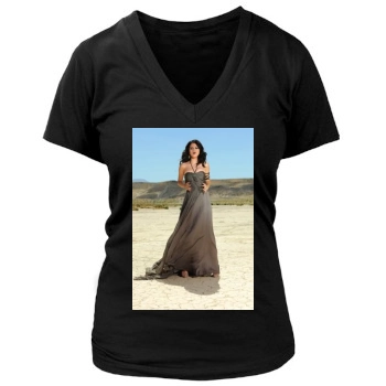 Selena Gomez Women's Deep V-Neck TShirt