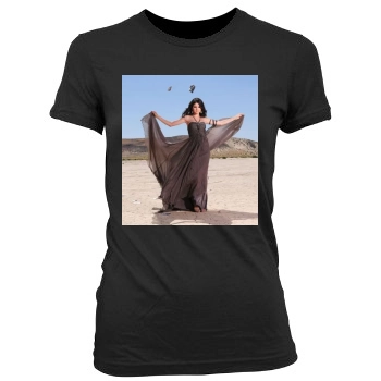 Selena Gomez Women's Junior Cut Crewneck T-Shirt