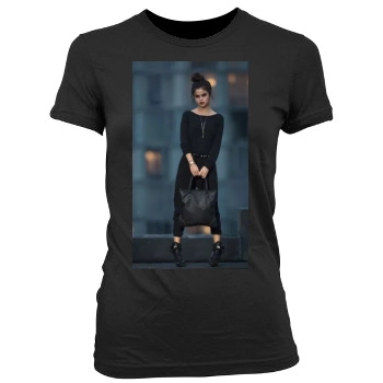 Selena Gomez Women's Junior Cut Crewneck T-Shirt