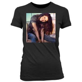 Selena Gomez Women's Junior Cut Crewneck T-Shirt