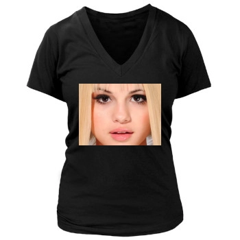 Selena Gomez Women's Deep V-Neck TShirt