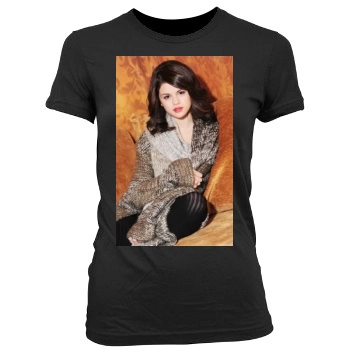 Selena Gomez Women's Junior Cut Crewneck T-Shirt