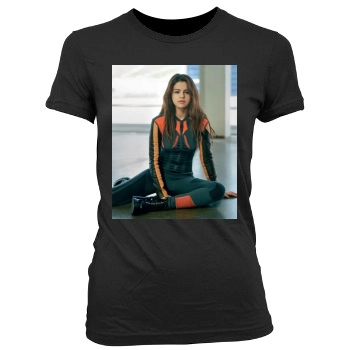 Selena Gomez Women's Junior Cut Crewneck T-Shirt