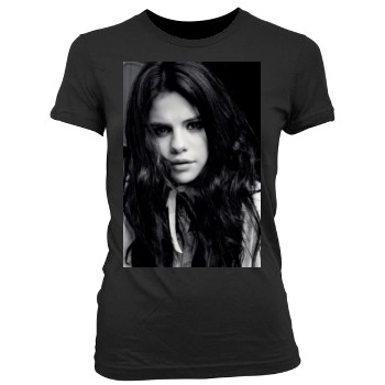 Selena Gomez Women's Junior Cut Crewneck T-Shirt