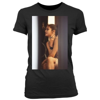 Selena Gomez Women's Junior Cut Crewneck T-Shirt