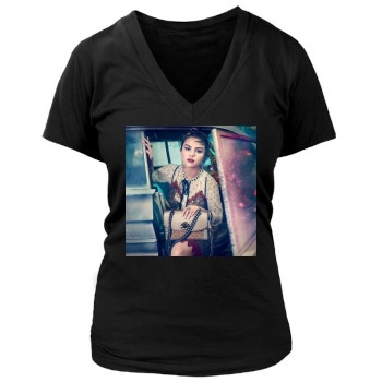 Selena Gomez Women's Deep V-Neck TShirt