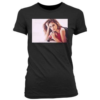 Selena Gomez Women's Junior Cut Crewneck T-Shirt