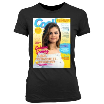 Selena Gomez Women's Junior Cut Crewneck T-Shirt