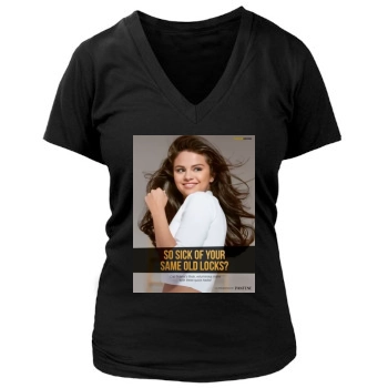 Selena Gomez Women's Deep V-Neck TShirt