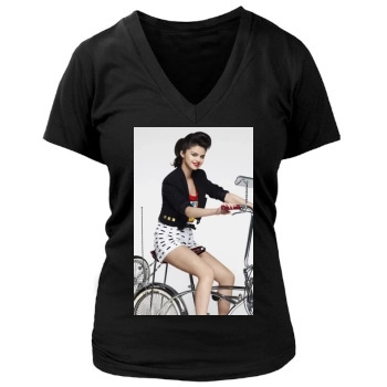 Selena Gomez Women's Deep V-Neck TShirt