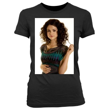 Selena Gomez Women's Junior Cut Crewneck T-Shirt