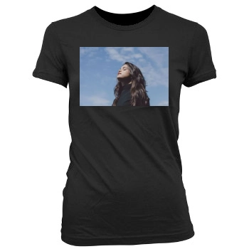 Selena Gomez Women's Junior Cut Crewneck T-Shirt