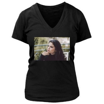 Selena Gomez Women's Deep V-Neck TShirt