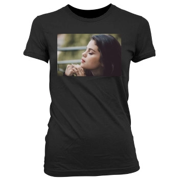 Selena Gomez Women's Junior Cut Crewneck T-Shirt