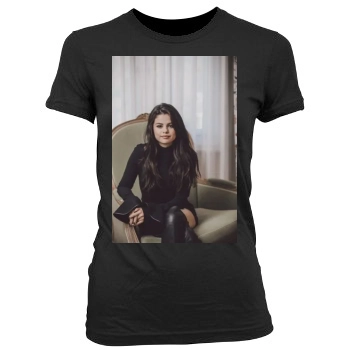 Selena Gomez Women's Junior Cut Crewneck T-Shirt