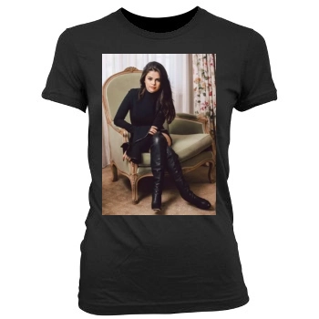 Selena Gomez Women's Junior Cut Crewneck T-Shirt