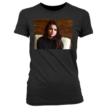 Selena Gomez Women's Junior Cut Crewneck T-Shirt