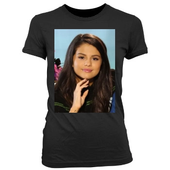 Selena Gomez Women's Junior Cut Crewneck T-Shirt