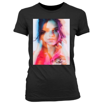 Selena Gomez Women's Junior Cut Crewneck T-Shirt