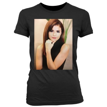 Selena Gomez Women's Junior Cut Crewneck T-Shirt